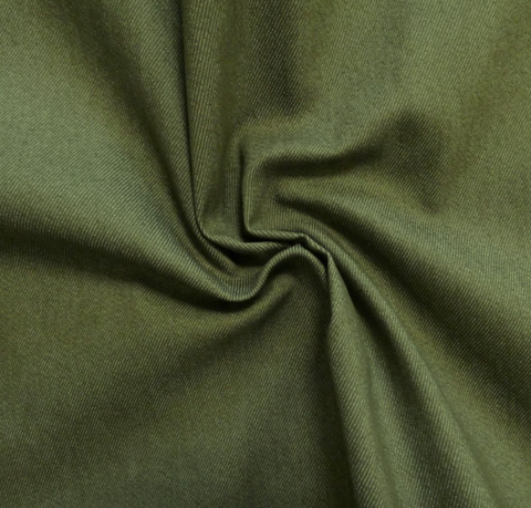 Olive Green Stretch Denim Fabric 1.0m Remnant