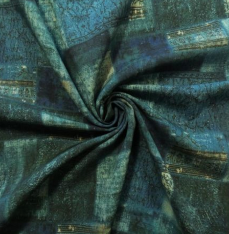 Ocean Braoque Viscose Challis Lawn Fabric