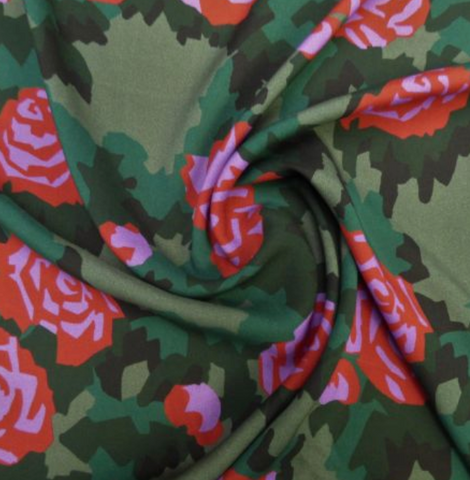 Combat Blooms Viscose Challis Lawn Fabric