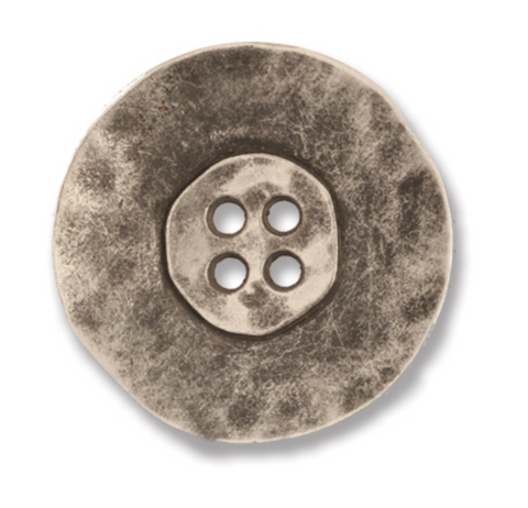 Antique Silver Metal Buttons | 4-Hole | 28mm