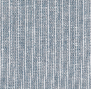 2.4m Remnant of Denim Blue Yarn Dyed Fine Stripe Linen Cotton Blend Fabric