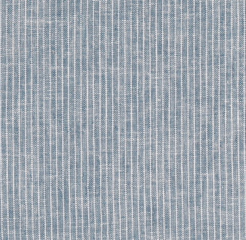 2.4m Remnant of Denim Blue Yarn Dyed Fine Stripe Linen Cotton Blend Fabric