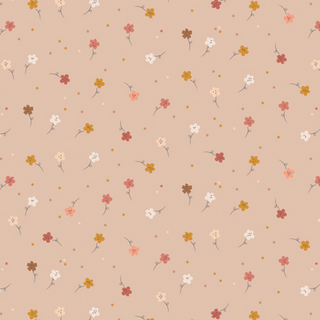Calico Blooms Tan Cotton Jersey Fabric