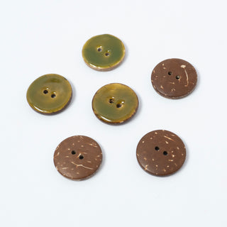 Green Coconut Shell Buttons | 2-Hole | 23mm