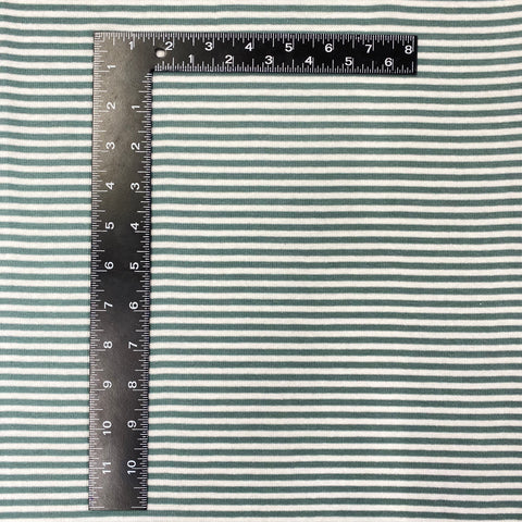 Striped Ribbing - Sage and White Fabric