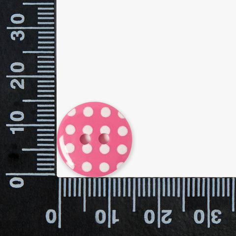 Pink and White Polka Dot Buttons | 2-Hole | 15mm