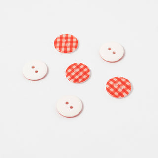 Red Gingham Check Buttons | 2-Hole | 15mm