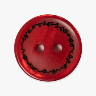 Red Squiggle Buttons | 2-Hole | 15mm