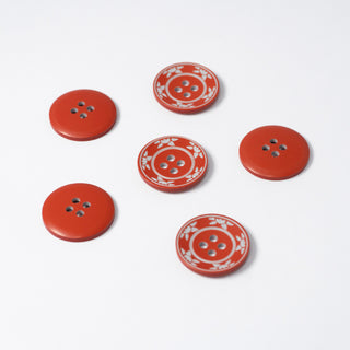 Red Sun Print Buttons | 4-Hole | 20mm