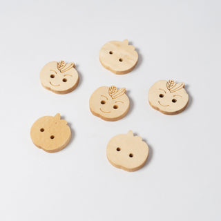 Wooden Apple Buttons | 2-Hole | H'18mm x W'15mm