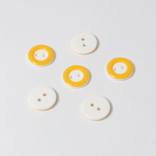 Yellow and White Buttons | 2-Hole | 13mm