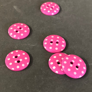 15mm diameter Polka Dot Buttons Pink and White