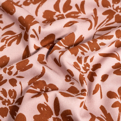 Rosella Flowers Blush Viscose Fabric