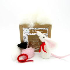 White Mouse Needle Felting Kit by Feather Felts
