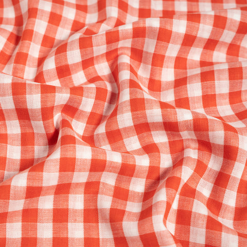 Atelier Brunette Gingham Off White Tangerine Fabric