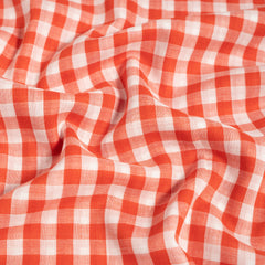 Atelier Brunette Gingham Off White Tangerine Fabric