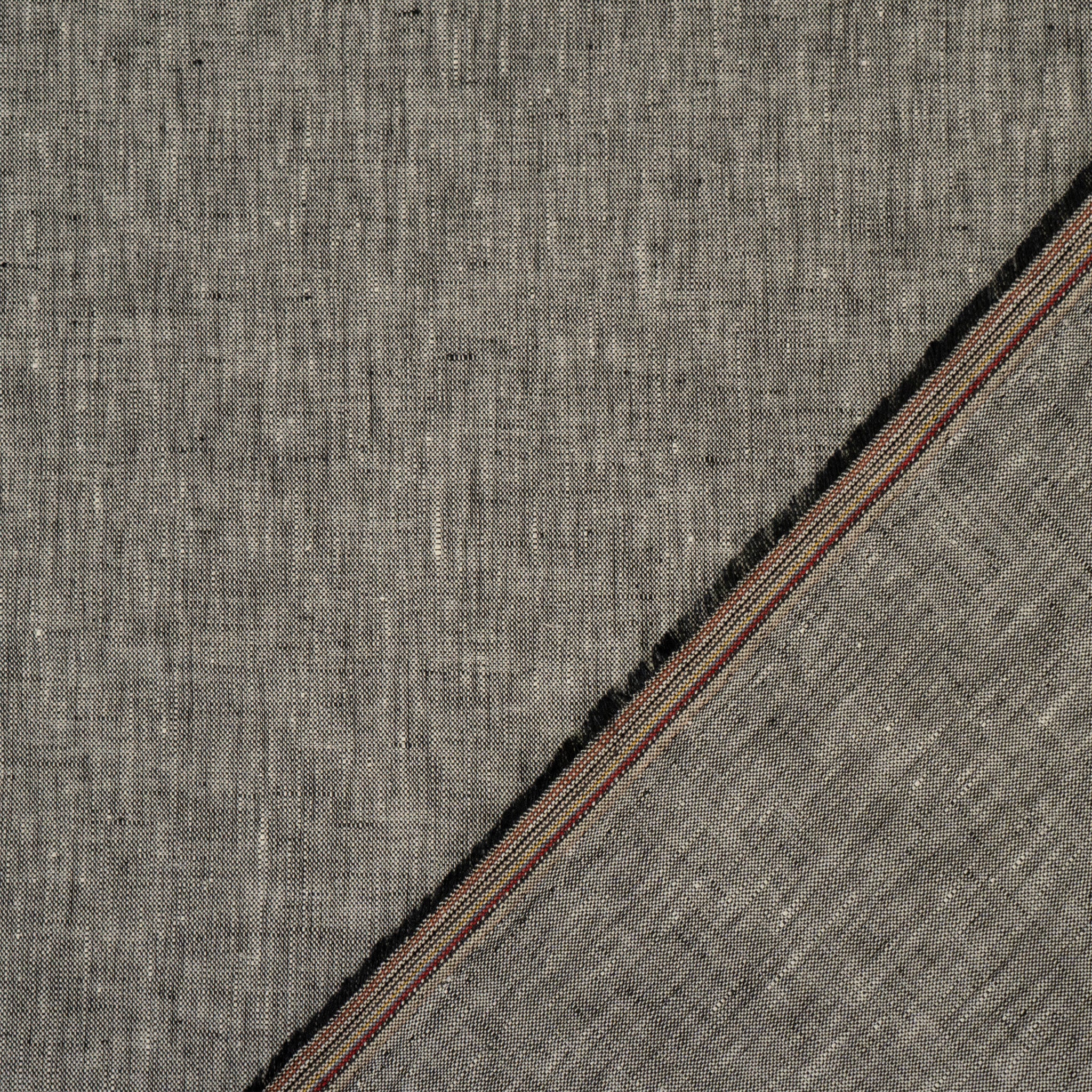 0.9m Remnant of Black Melange Linen Fabric