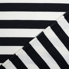 Black & Ivory Stripe Cotton Jersey Fabric