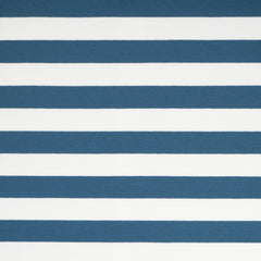Denim Blue & Ivory Stripe Cotton Jersey Fabric 1.5m Remnant