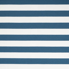 Denim Blue & Ivory Stripe Cotton Jersey Fabric