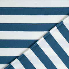Denim Blue & Ivory Stripe Cotton Jersey Fabric