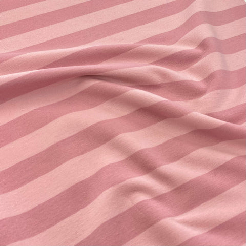 Pink Stripe French Terry Fabric 1.7m Remnant