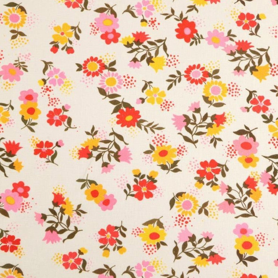 Fabric Godmother Gertie Floral Viscose & Linen - Ivory