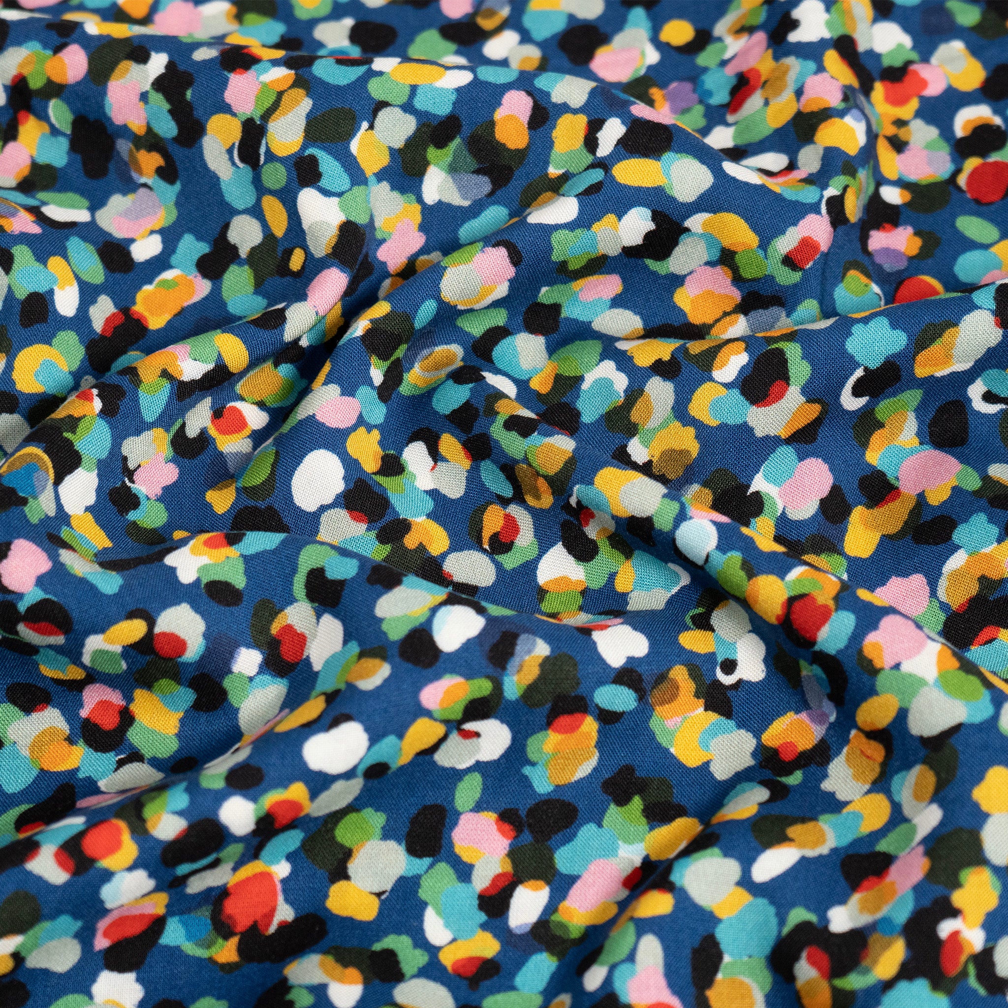 Party Spot Navy Rayon Fabric