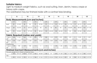 Portia Trouser - Measurements and requirements