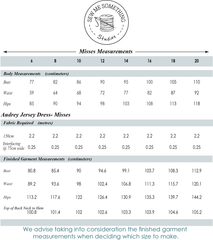 Audrey Jersey Dress - Misses - Measurement Chart