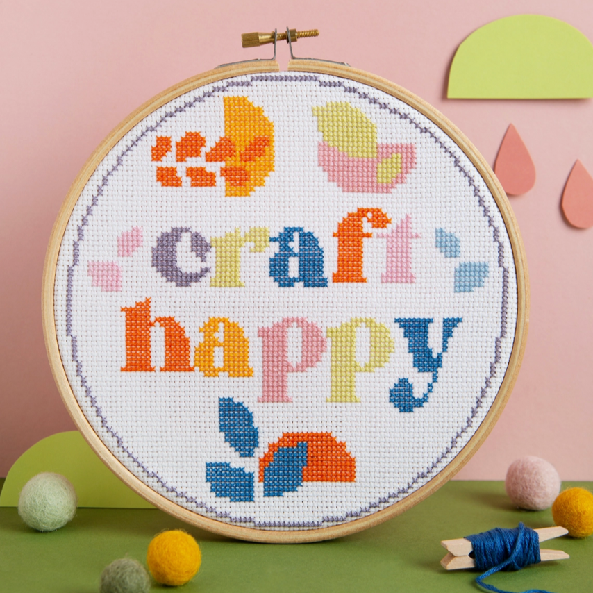 Craft Happy Cross Stitch Kit - by  Hawthorn Handmade