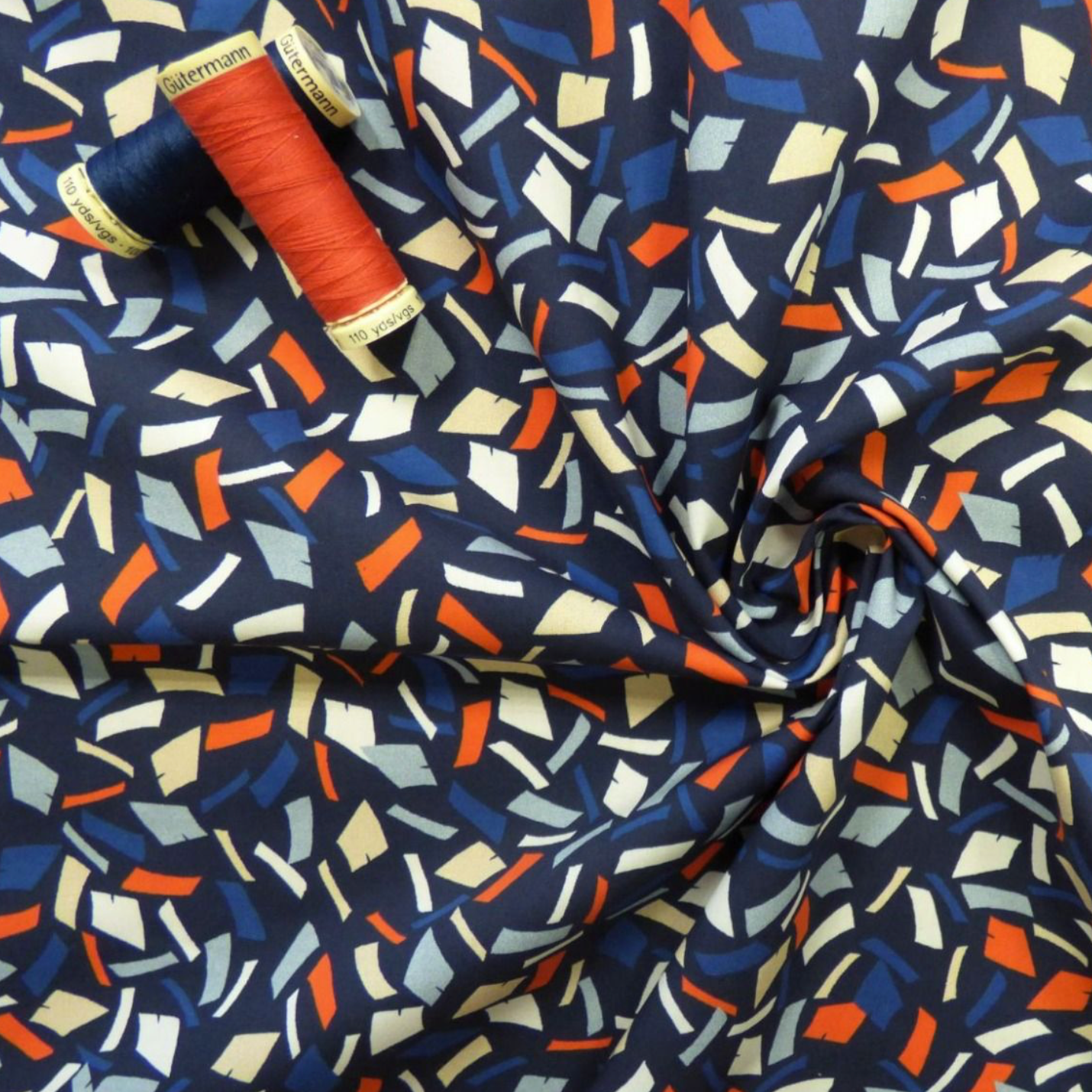 Confetti Showers - Navy Marlie-Care Lawn Fabric