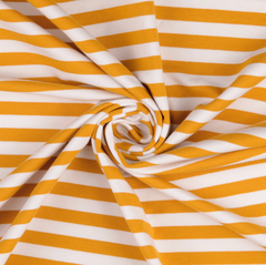 Yellow Ochre / White Yarn Dyed Striped French Terry Fabric