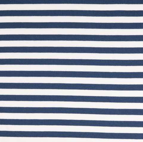 Malo Light Navy / White Yarn Dyed Striped French Terry Fabric