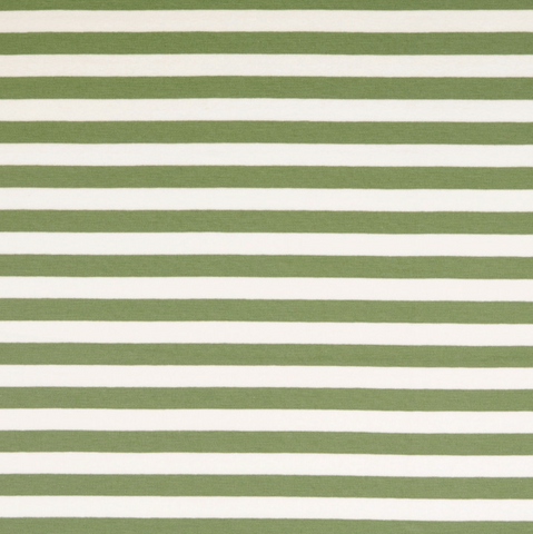 Malo Sage Green / White Yarn Dyed Striped French Terry Fabric 0.75m Remnant