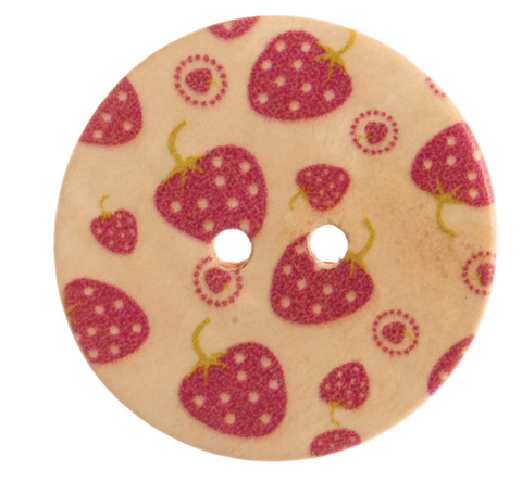 Strawberry Print Buttons | 2-Hole | 20mm
