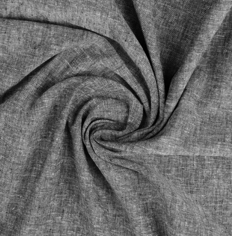 Black Yarn Dyed Linen Cotton Mix Fabric