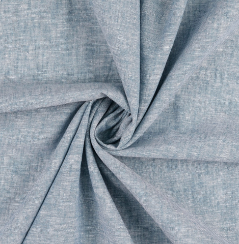 Denim Blue Yarn Dyed Linen Cotton Blend Fabric 1.15m Remnant