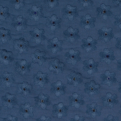 Navy Embroidered Viscose Lawn  Fabric