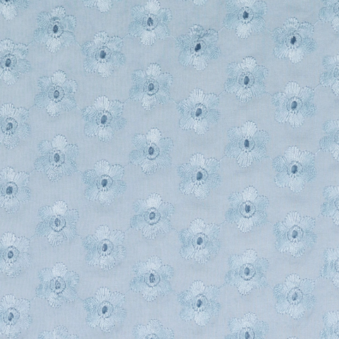 Light Blue Embroidered Viscose Lawn  Fabric
