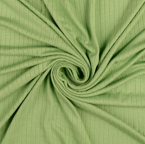 Soft Green Rib Knit Fabrics Viscose Jersey Fabric