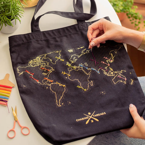 Stitch Where You've Been Tote Bag Kit - by Chasing Threads