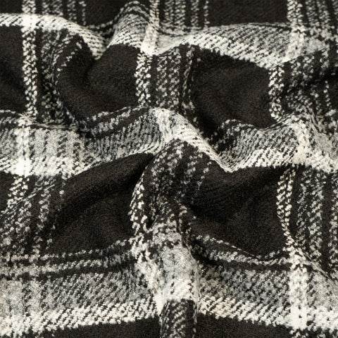 Black Checked Felt Tweed Fabric