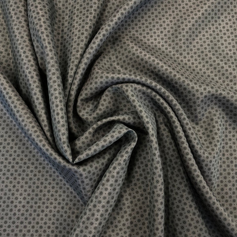 Charcoal Vine Cotton Silk Mix Voile Fabric