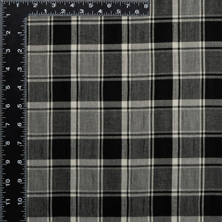 Black and Grey Check Viscose Mix Fabric