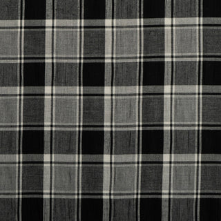 Black and Grey Check Viscose Mix Fabric