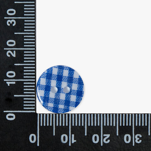 Blue Gingham Check Buttons | 2-Hole | 15mm