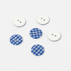 Blue Gingham Check Buttons | 2-Hole | 15mm