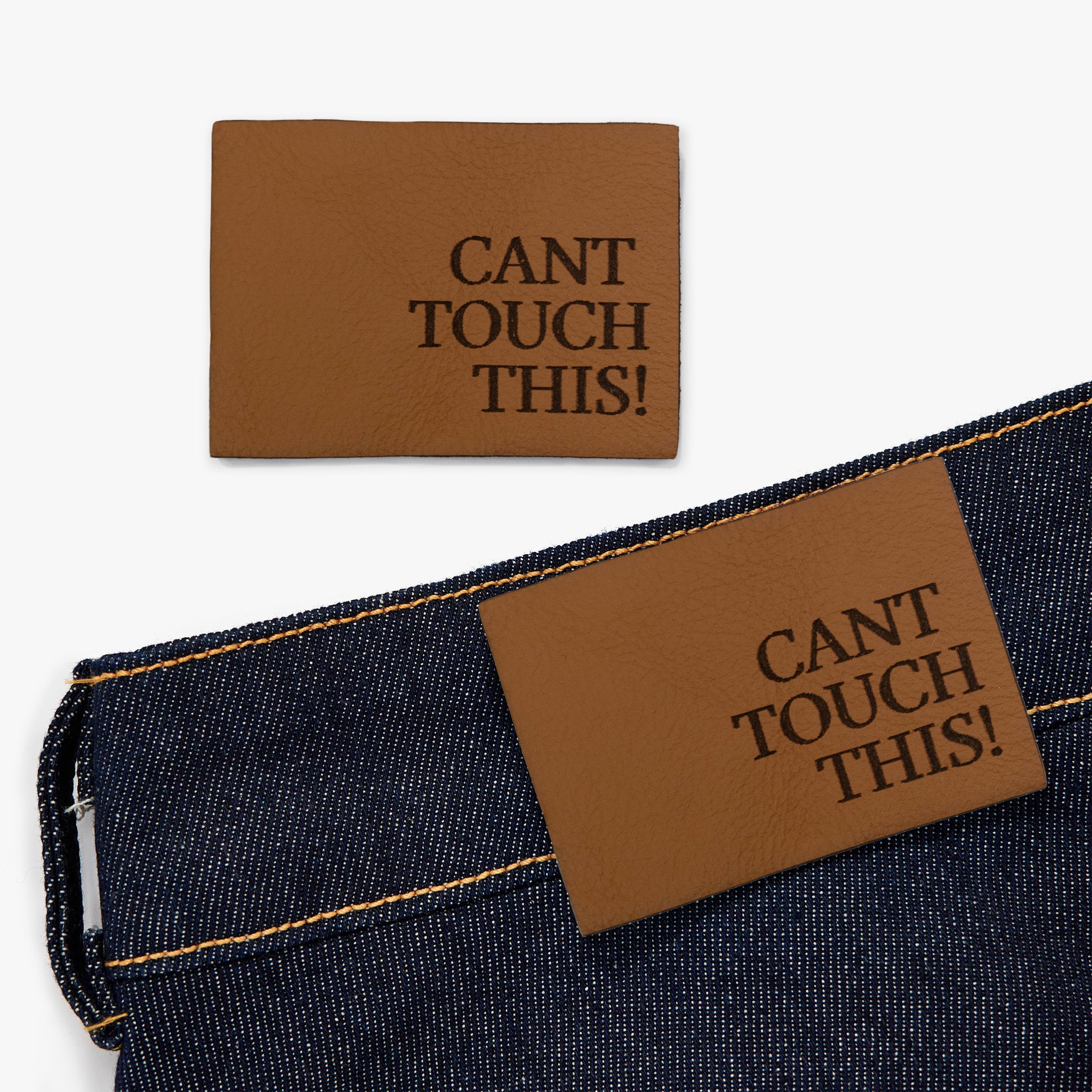 'CAN'T TOUCH THIS!' Pack of 2 Leather Jeans Labels