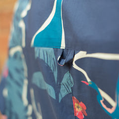 Close up of the Hippolyta, a casual dress pattern in bold print fabric